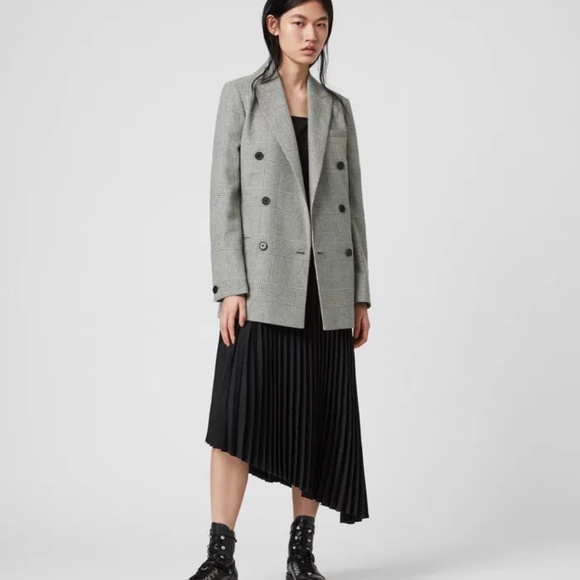AllSaints Astrid Check Double Breasted Wool Blazer – Size US 4 - Picture 7 of 7